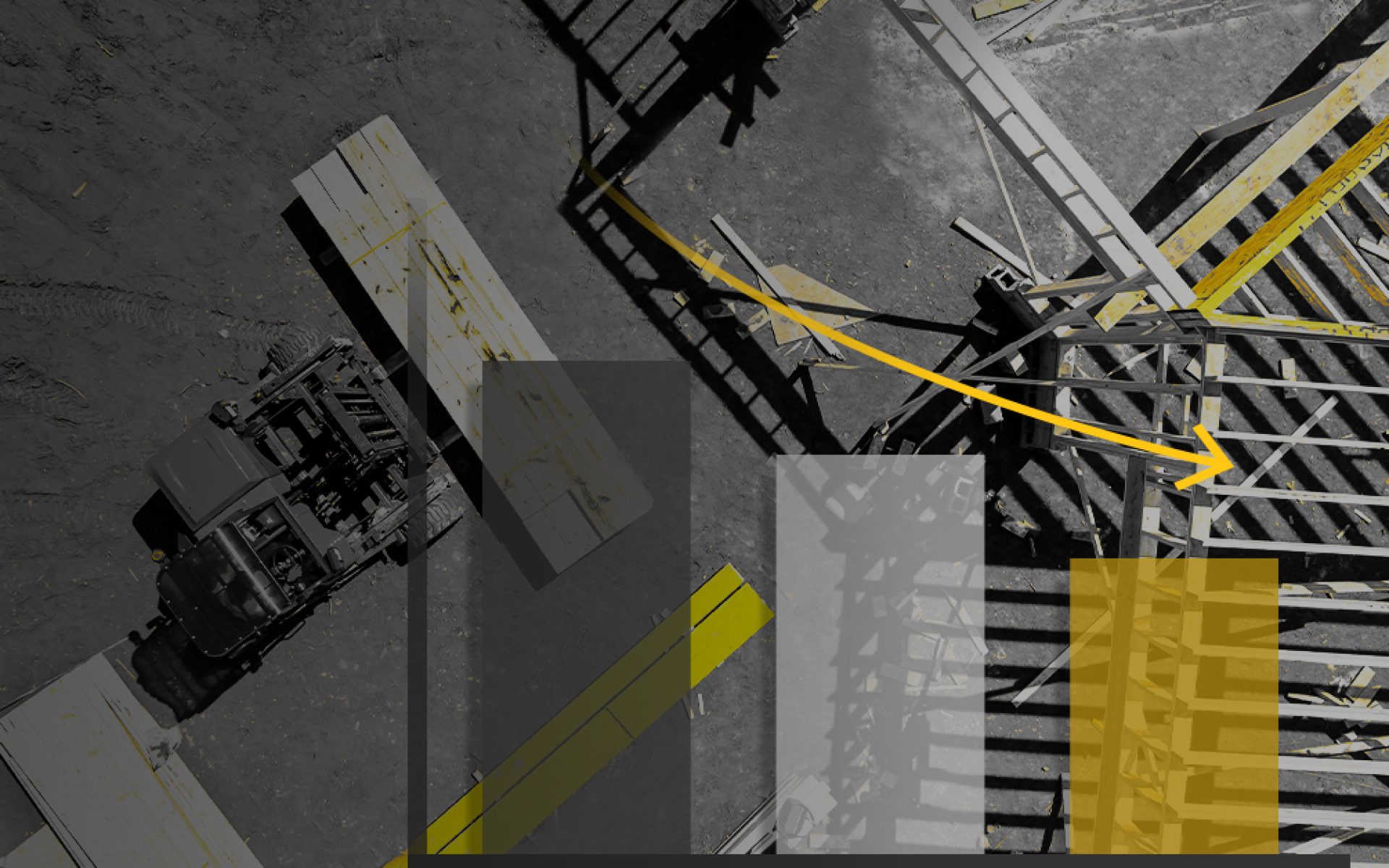 Building materials warehouse, logistics concept, construction of houses, loader